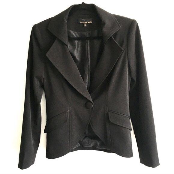 Matis by LUCIAN MATIS Black Single Button Front Blazer Jacket XS - Picture 2 of 9
